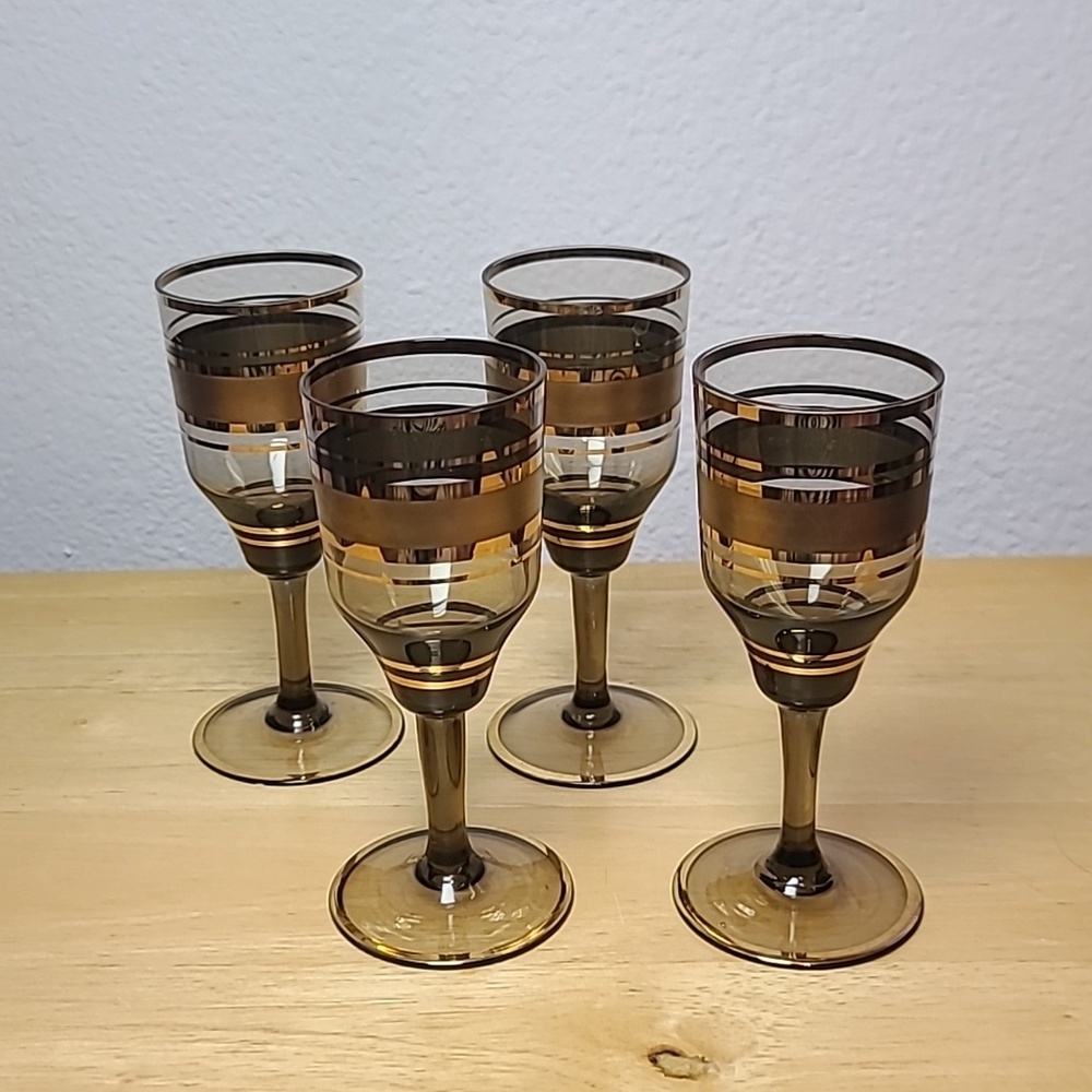 Mid Century Czech Bohemian Crystal Cordial Liqueur Glasses